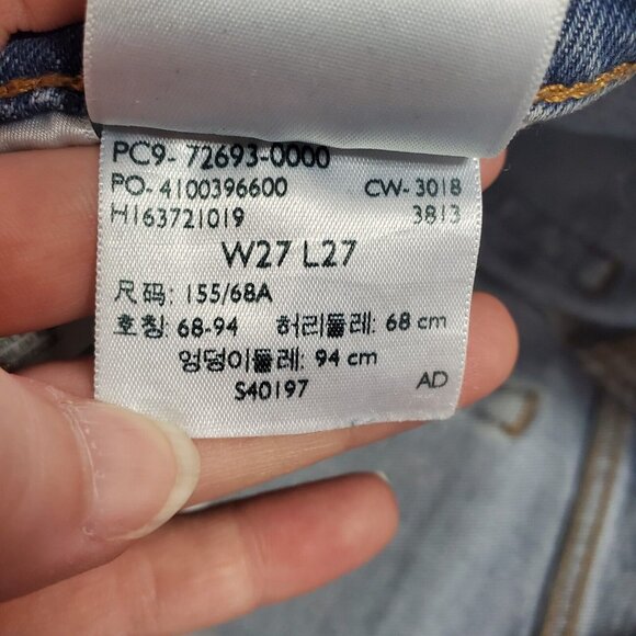 Levis Womens Ribcage Straight Leg Jeans Size 27 Blue Denim Button Fly - Picture 10 of 14